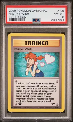 2000 POKEMON GYM CHALLENGE 108 MISTY'S WISH PSA 8 NM MINT 1ST EDITION - Image 1