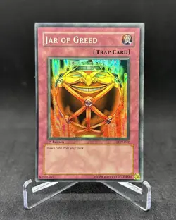 Yugioh Jar of Greed LON-047 Super Rare 1st Edition NM - Image 1