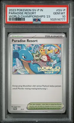 2023 POKEMON INDONESIAN SV PROMO WORLD CHAMPIONSHIPS 2023 PARADISE RESORT PSA 10 - Image 1