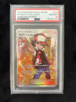 PSA 10 Red's Challenge #213 FULL ART Sun & Moon Unbroken Bonds 2019 - Image 1