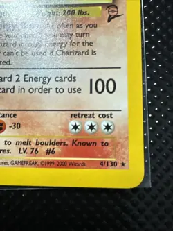 Pokemon TCG Charizard Base Set 2 Holo Rare LP 4/130 Excellent Condition - Image 3