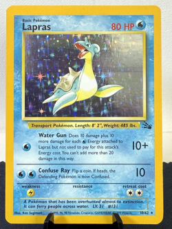 Pokemon TCG: 1999 Fossil Unlimited Lapras 10/62 Holo Rare LP - Image 1