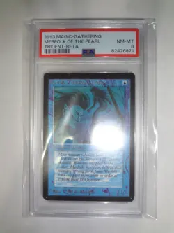 MTG MAGIC THE GATHERING CARD 1993 BETA MERFOLK OF THE PEARL TRIDENT PSA GRADED 8 - Image 1