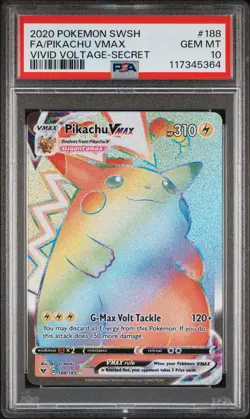 2020 POKEMON SWORD & SHIELD VIVID VOLTAGE SECRET FULL ART/PIKACHU VMAX PSA 10 - Image 1