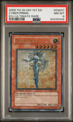 Yugioh Cyber Prima EOJ-EN007 Ultimate Rare 1st Edition Enemy of Justice PSA 8 - Image 1