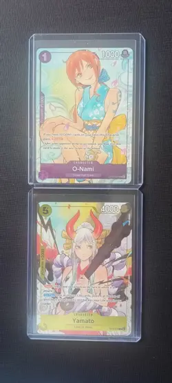 One Piece English Cards O Nami OP05-062 & Yamato ST13-016 Dash Pack Peach Mokoko - Image 1