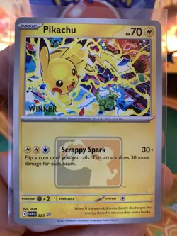 2025 Pokemon Pikachu SVP225 Worlds Celebration Tournament Winner Promo - LP - Image 2
