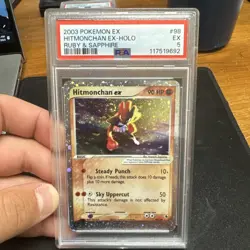 Swirl PSA 5 Hitmonchan EX 98/109 EX Ruby & Sapphire Holo 2003 English Pokemon - Image 1