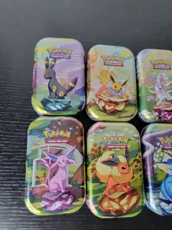 Pokemon Prismatic Evolutions Mini Tins Opened No Packs Full Set Of 8 Empty Tins - Image 2