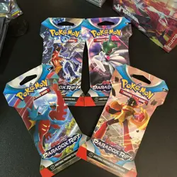 Lot of 4 Pokemon TCG Scarlet & Violet Paradox Rift Blister Booster Packs New - Image 1