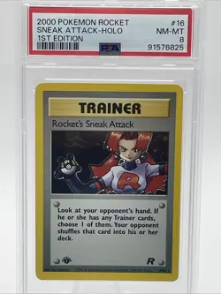 PSA 8 Rocket's Sneak Attack 2000 Team Rocket 1st Ed 16/82 Holo Pokemon - Image 1