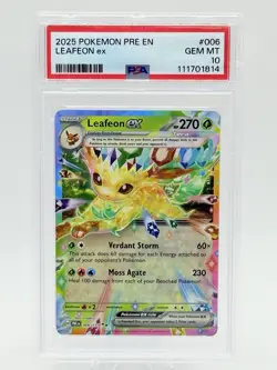 2025 POKEMON PRE EN-PRISMATIC EVOLUTIONS #006 LEAFEON EX PSA 10 - Image 1