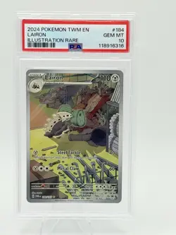 Lairon 184/167 Pokemon TCG Twilight Masquerade PSA 10 GEM MINT Illustration Rare - Image 1