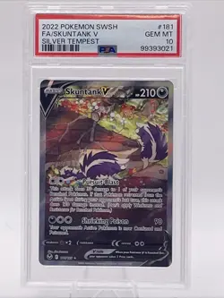 2022 Pokemon SWSH Silver Tempest #181 FA/Skuntank V PSA 10 GEM MT - Image 1