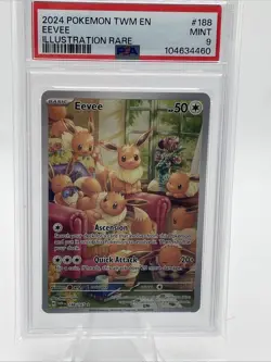 PSA 9 MINT SV Twilight Masquerade Eevee 188/167 Illustration Rare Pokemon - Image 1