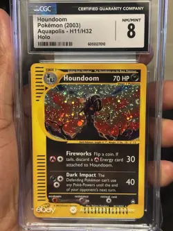 Houndoom Pokemon Card (2003) Aquapolis Holo CGC 8 NM/MINT - Image 1