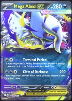 Pokemon TCG Mega Absol ex 086/132 2025 Mega Evolution Double Rare Card - LP - Image 1