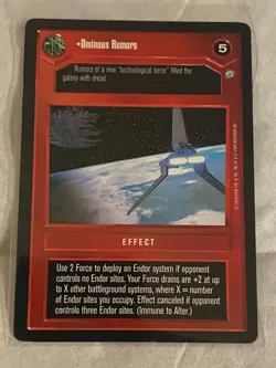 Decipher Star Wars CCG Endor OMINOUS RUMORS Card NM - Image 1