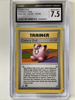 Pokemon TCG Clefairy Doll Base Set 1st Edition Rare Card 70/102 - Image 1