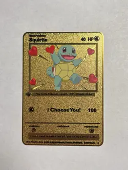 Squirtle I Choose You! Romantic High Quality Gold Metal Fan Art Card Collectible - Image 1