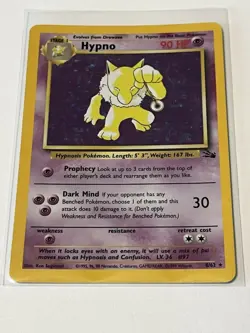 1999 Pokemon TCG Hypno 8/62 Fossil Set Holo Rare Card Vintage LP - Image 3