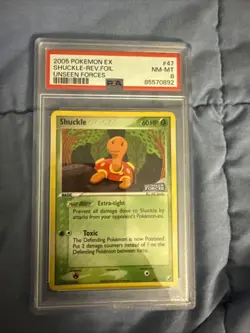 2005 Pokemon EX Shuckle Reverse Holo Unseen Forces PSA 8 - Image 1