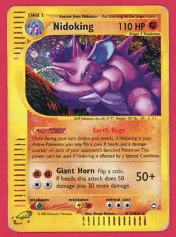 Nidoking H18/H32 Aquapolis Pokemon TCG Holo - Damaged - Image 1