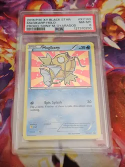 2016 POKEMON XY BLACK STAR PROMO SHINY MEGA GYARADOS #XY143 MAGIKARP-HOLO PSA 8 - Image 1