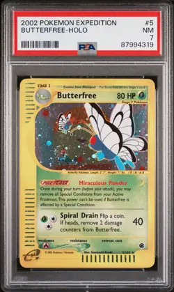 PSA 7 Butterfree 5/165 Holo WOTC 2002 Expedition Pokemon TCG SWIRL - Image 1