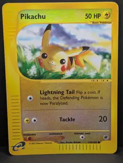 Pikachu 124/165 Expedition Base Set Reverse Holo Rare Pokemon TCG MP - Image 1