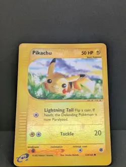 Pikachu 124/165 Expedition Base Set Reverse Holo Rare Pokemon TCG MP - Image 3