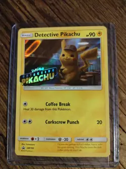 STAMPED Detective Pikachu Movie Promo SM190 Pokemon Holo Foil Holographic - Image 1