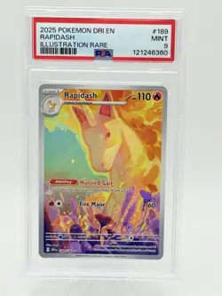 2025 POKEMON DRI EN-DESTINED RIVALS ILLUSTRATION RARE #189 RAPIDASH PSA 9 - Image 1