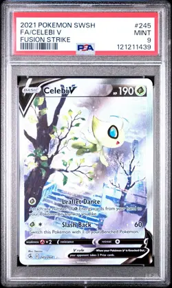 2021 POKEMON SWORD & SHIELD FUSION STRIKE #245 FULL ART/CELEBI V PSA 9 - Image 1