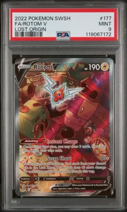 PSA 9 Rotom V 177/196 Pokemon Lost Origin 2022 Alt Art Full Art SWSH GEM MINT - Image 1