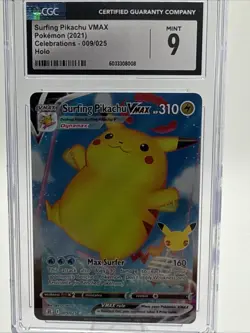 CGC 9 MINT Surfing Pikachu VMAX Holo 009/025 - Pokemon Celebrations Ultra Rare - Image 1