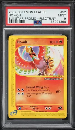 2002 Pokemon League Promo Black Star Ho-Oh #52 BLK.STR.PRM.-No PM.CTR.Ny PSA 9 - Image 1