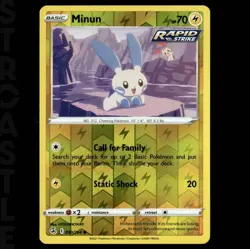 Minun 090/264 Swsh08: Fusion Strike (2021) Reverse Holo Common Pokemon TCG Card - Image 1