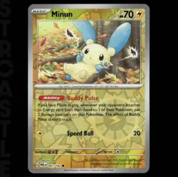 Minun 061/182 Sv04: Paradox Rift (2023) Reverse Holo Common Pokemon TCG Card - Image 1