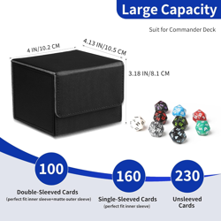 MTG Deck Box with 2 Dividers, Large Capacity Commander Deck Box Fits 100+ Double - Image 3