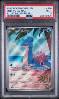 Pokemon 2025 SV Destined Rivals Dri En Misty's Lapras #194/182 PSA 9 - Image 1