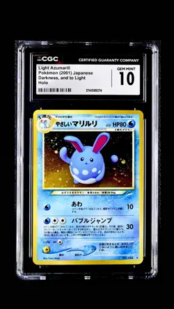 Pokemon TCG Light Azumarill Holo 2001 JPN Darkness and to Light CGC GEM MINT 10 - Image 1