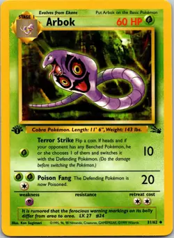 Arbok 31/62 1st Edition NM Fossil Pokemon Card TCG - Image 1
