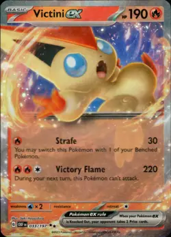Pokemon TCG Victini EX 33/197 Obsidian Flames Double Rare Card NM - Image 1