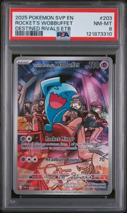 PSA 8 Team Rocket's Wobbuffet 203 Sv: Scarlet & Violet Promo Cards Holo - Image 1