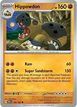 x4 Hippowdon - 106/182 - Uncommon - Reverse Holo Pokemon SV10 Destined Rivals M/ - Image 1