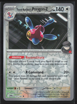 Pokemon TCG Destined Rivals - 155/182 Team Rocket's Porygon-Z - Reverse Holo NM - Image 1