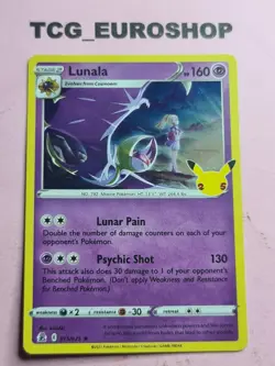 Lunala ■ Pokemon ■ Celebrations ■ 2021 ■ HOLO RARE ■ ENGLISH ■ NM #163 - Image 1