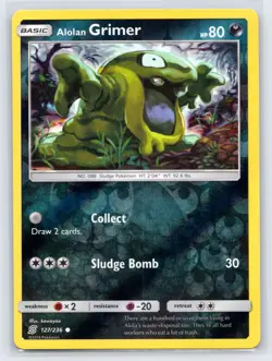 Alolan Grimer 127/236 Reverse Holo Common Unified Minds Sun & Moon Pokemon Card - Image 1