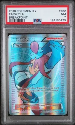 2016 Pokemon XY BreakPoint Skyla #122 Full Art Trainer PSA 7 Graded TCG Card - Image 1
